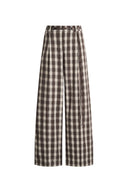 Joy Plaid Tie-Waist Straight Pants in Lightweight Plaid Fabric