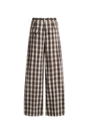 Joy Plaid Tie-Waist Straight Pants in Lightweight Plaid Fabric
