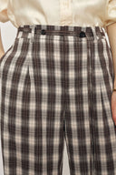 Joy Plaid Tie-Waist Straight Pants in Lightweight Plaid Fabric