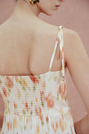 Julia Scalloped Hem Flora Strap Dress in Stretch Cotton