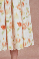 Julia Scalloped Hem Flora Strap Dress in Stretch Cotton