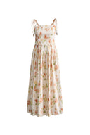 Julia Scalloped Hem Flora Strap Dress in Stretch Cotton