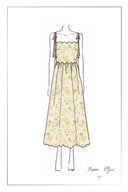 Julia Scalloped Hem Flora Strap Dress in Stretch Cotton