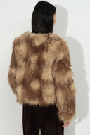 Julia Textured V Neckline Jacket in Faux Fox Fur