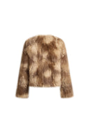 Julia Textured V Neckline Jacket in Faux Fox Fur