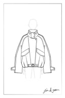 Juno Belted Stand Collar Bubble Jacket in Vegan Leather
