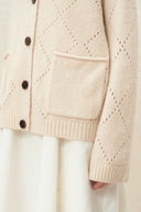 Kaia Argyle Openwork Cardigan in Wool Alpaca Blend