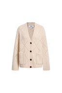 Kaia Argyle Openwork Cardigan in Wool Alpaca Blend