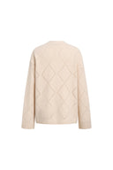 Kaia Argyle Openwork Cardigan in Wool Alpaca Blend