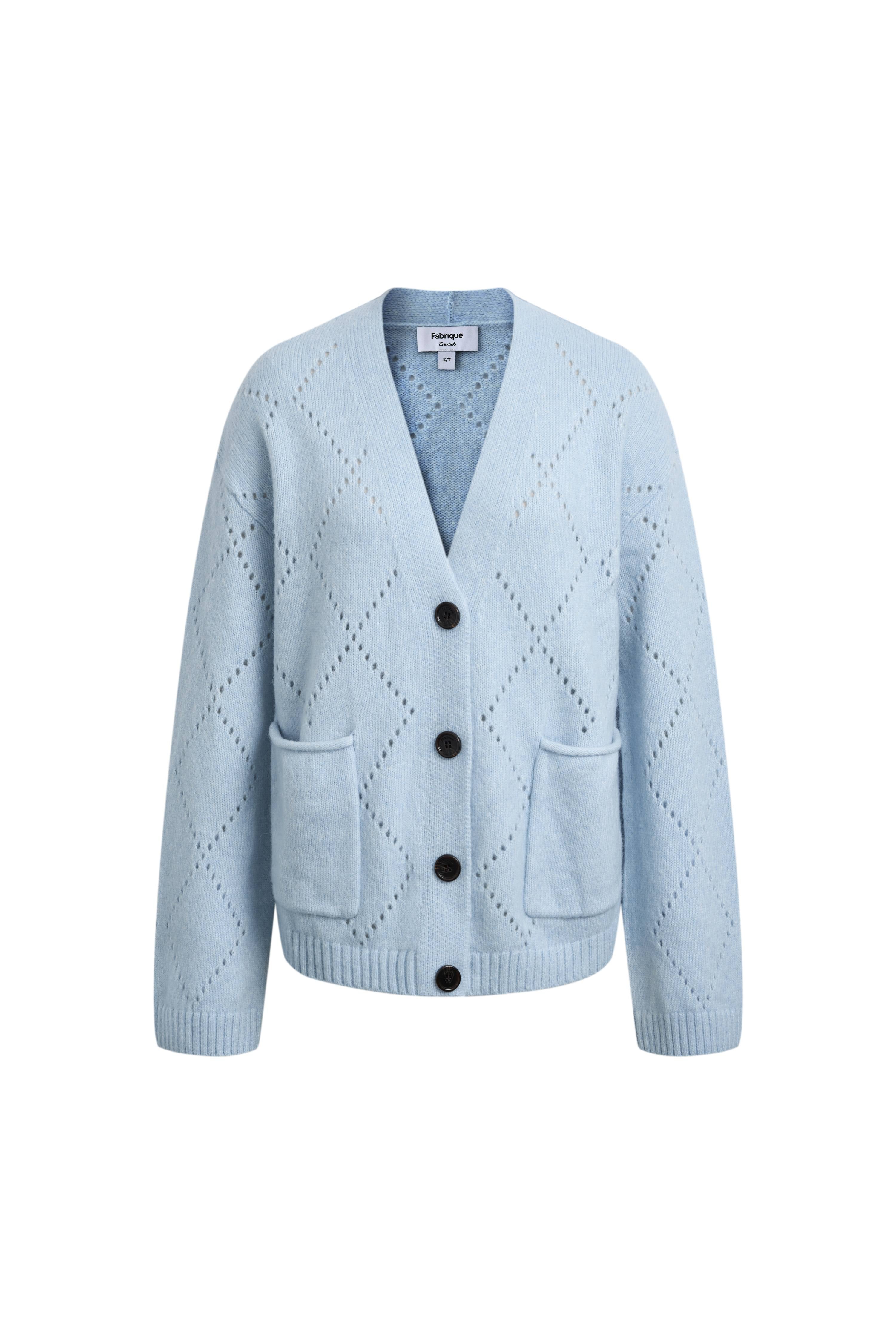 Kaia Argyle Openwork Cardigan in Wool Alpaca Blend – fbrq.com
