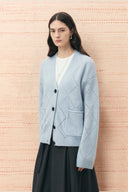 Kaia Cardigan mit Argyle-Muster und Lochstrick aus Woll-Alpaka-Mischung