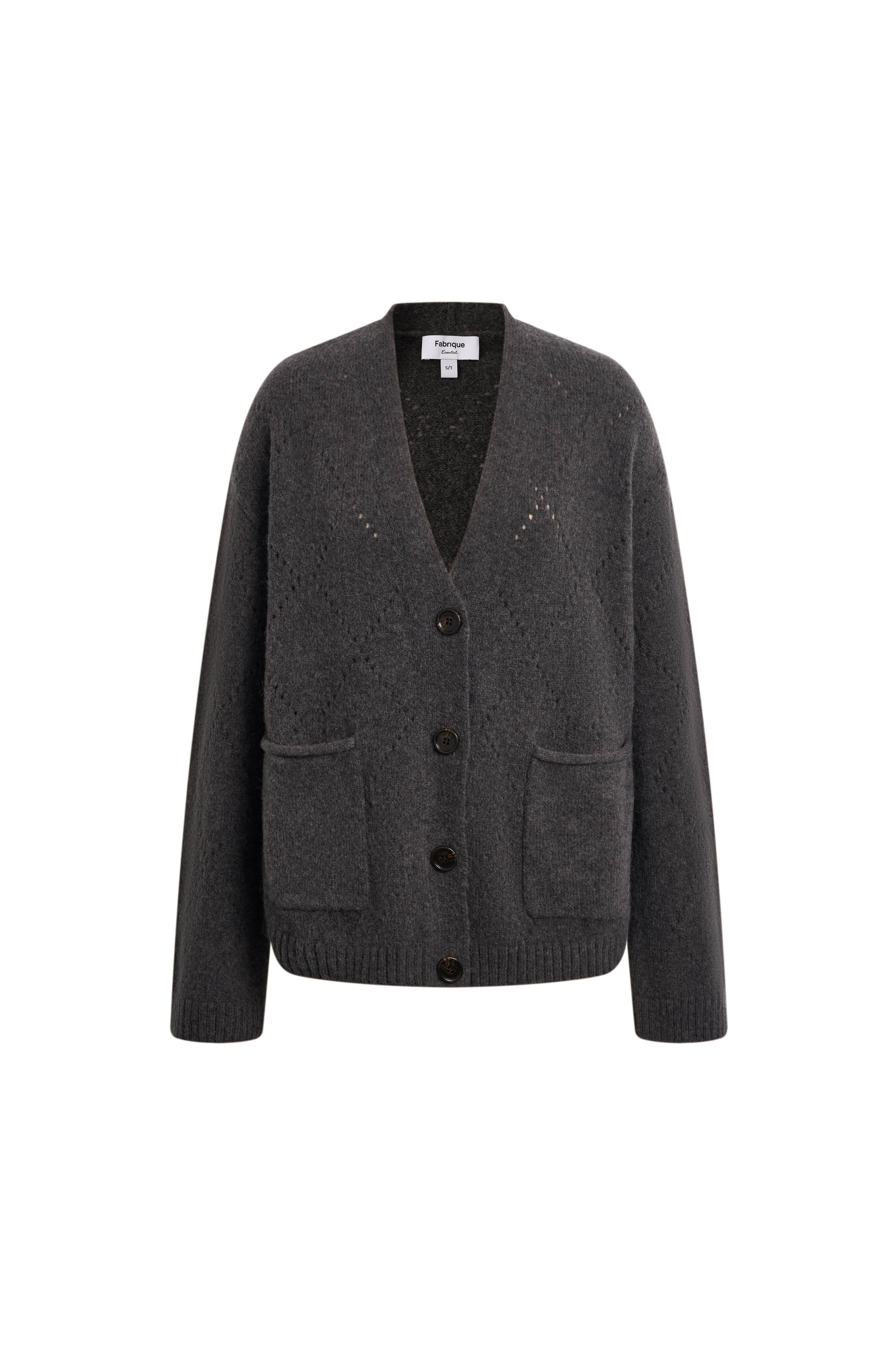 Kaia Argyle Openwork Cardigan in Wool Alpaca Blend – fbrq.com