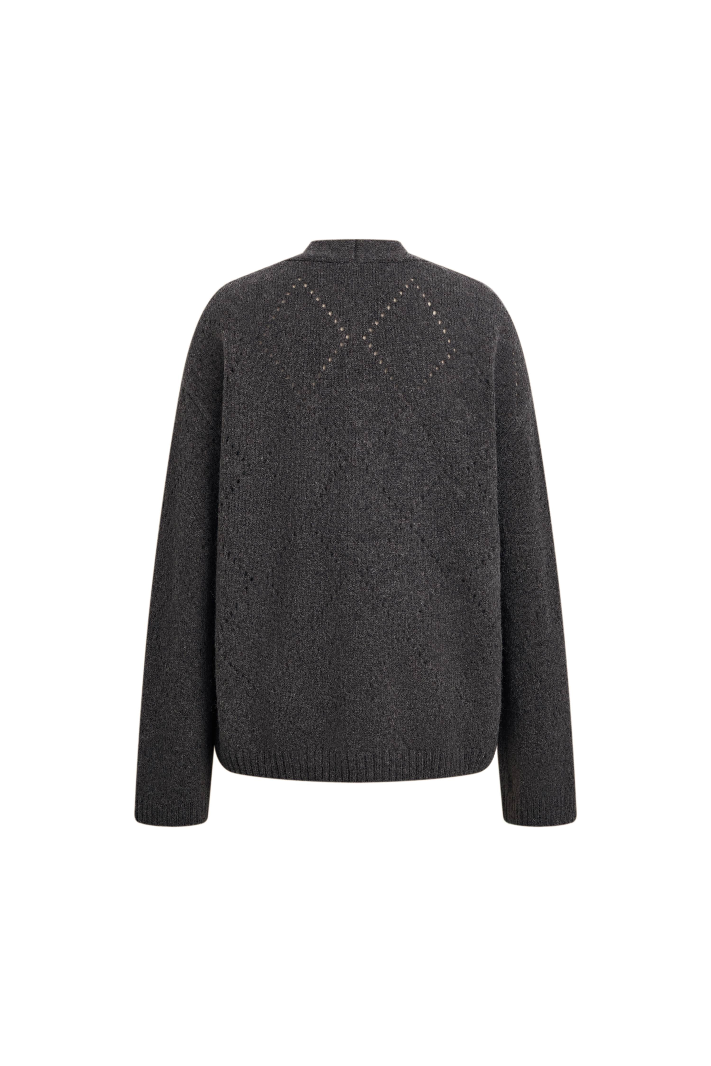 Kaia Argyle Openwork Cardigan in Wool Alpaca Blend – fbrq.com