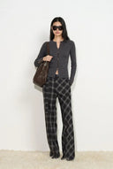 Kaia Hand Sewn Buttons Fitted Grey Cardigan in Merino Wool Knit