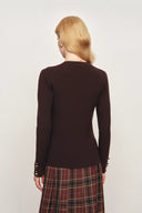 Kaia Hand Sewn Buttons Fitted Top in Merino Wool Knit