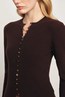 Kaia Hand Sewn Buttons Fitted Top in Merino Wool Knit