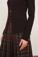 Kaia Hand Sewn Buttons Fitted Top in Merino Wool Knit