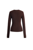 Kaia Hand Sewn Buttons Fitted Top in Merino Wool Knit