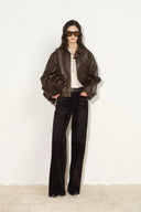 Kalia Vintage Slim Straight Leg  Jeans in Velvet Flocked Denim