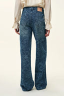 Kelly Paisley Embossed Faded Jeans in Cotton Denim