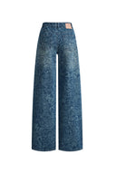 Kelly Paisley Embossed Faded Jeans in Cotton Denim