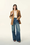 Kelly Paisley Embossed Faded Jeans in Cotton Denim