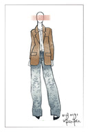 Kelly Paisley Embossed Faded Jeans in Cotton Denim