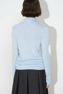 Kira Baby Blue Half Placket Top in Wool Blend Knit