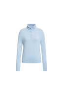 Kira Baby Blue Half Placket Top in Wool Blend Knit
