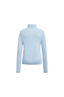 Kira Baby Blue Half Placket Top in Wool Blend Knit
