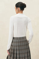 Kira Button Turtleneck Top in Wool Blend Knit