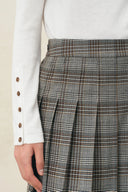 Kira Button Turtleneck Top in Wool Blend Knit