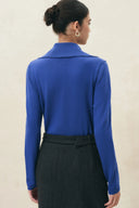 Kira Half Placket Top in Wool Blend