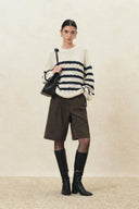 Kirsten Striped Pullover Sweater in Wool Blend Bouclé
