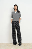 Kristy Plaid Offset Panel Wide Leg Pants in Lightweight Flannel