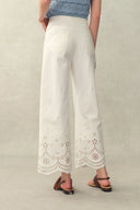Kyra Embroidery Cropped Pants in Stretchy Cotton Blend