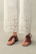 Kyra Embroidery Cropped Pants in Stretchy Cotton Blend