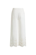Kyra Embroidery Cropped Pants in Stretchy Cotton Blend