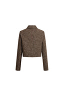 Brown flecked wool blend jacket with tailored back seams and a cropped hem
