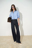 Jeans Lark Contrast Stitch con pierna tipo barril en denim de algodón