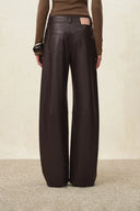 Lark Relaxed Barrel Leg Trousers in Soft Faux Leather