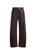 Lark Relaxed Barrel Leg Trousers in Soft Faux Leather