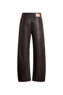 Lark Relaxed Barrel Leg Trousers in Soft Faux Leather