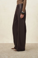 Lark Relaxed Barrel Leg Trousers in Soft Faux Leather