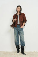 Laso Leather Trim Suede Jacket in Ultrasuede