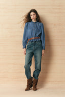 Camicia in denim Laura con bordi arricciati