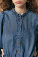 Camicia in denim Laura con bordi arricciati