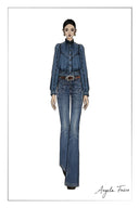 Camicia in denim Laura con bordi arricciati
