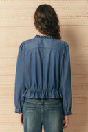Camicia in denim Laura con bordi arricciati