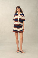 Laurel & Mina Crochet Cardigan and Shorts Set in Cotton-Linen Knit
